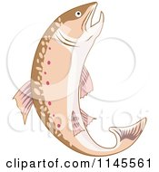 Clipart Of A Leaping Trout Fish Royalty Free Vector Illustration