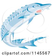 Clipart Of A Blue Sturgeon Fish Royalty Free Vector Illustration
