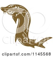 Clipart Of A Brown Sturgeon Fish Royalty Free Vector Illustration