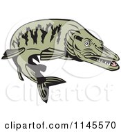 Clipart Of A Green Muskellunge Fish Royalty Free Vector Illustration