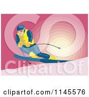 Clipart Of A Skiier Over Pink Royalty Free Vector Illustration by patrimonio