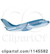 Clipart Of A Blue Jumbo Jet Airbus Royalty Free Vector Illustration
