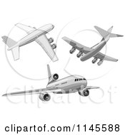 Poster, Art Print Of Flying White Commercial Airplanes