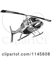 Poster, Art Print Of Retro Black And White Helicopter