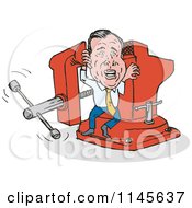 Clipart Of A Man Being Squeezed In Vice Grips Royalty Free Vector Illustration by patrimonio