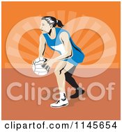 Female Netball Player Over Orange Rays