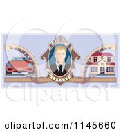 Poster, Art Print Of Portrait Of A Wealthy Man With A Car And House