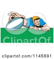Clipart Of A Rugby Player Diving 2 Royalty Free Vector Illustration