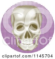 Clipart Of A Halftone Skull Over Purple Royalty Free Vector Illustration