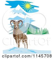 Clipart Of A Wild Mouflon Mountain Sheep Royalty Free Vector Illustration