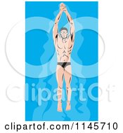 Poster, Art Print Of Retro Male Swimmer 2