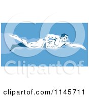 Poster, Art Print Of Retro Male Swimmer 1