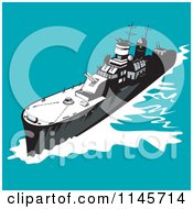 Clipart Of A Retro Battleship 1 Royalty Free Vector Illustration by patrimonio