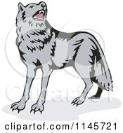 Clipart Of A Howling Wolf Royalty Free Vector Illustration