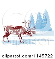 Poster, Art Print Of Reindeer On A Frozen Lake
