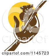 Poster, Art Print Of Retro Possum On A Branch Against A Yellow Circle
