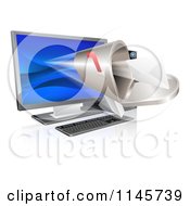 Clipart Of A 3d Mailbox Emerging From A Desktop Computer Royalty Free Vector Illustration by AtStockIllustration
