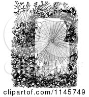 Poster, Art Print Of Retro Vintage Black And White Spider Web In A Garden