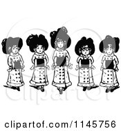Clipart Of Retro Vintage Black And White Girls With Muffs Royalty Free Vector Illustration by Prawny Vintage