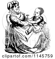 Poster, Art Print Of Retro Vintage Black And White Girl On Her Grandmas Lap