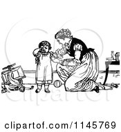 Poster, Art Print Of Retro Vintage Black And White Mother Comforting A Fussy Child