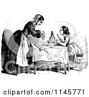 Poster, Art Print Of Retro Vintage Black And White Mother And Daughter At A Table