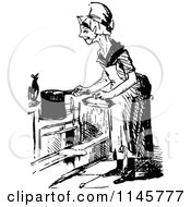 Poster, Art Print Of Retro Vintage Black And White Old Woman Cooking