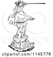 Poster, Art Print Of Retro Vintage Black And White Old Woman Waving Her Cane