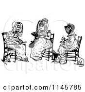 Poster, Art Print Of Retro Vintage Black And White Trio Of Old Women Sitting