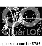 Poster, Art Print Of Retro Vintage Black And White Old Ladies Stuck In A Tree