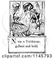 Poster, Art Print Of Retro Vintage Black And White Letter Page With N Was A Nobleman Gallant And Bold Text