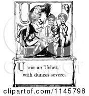 Clipart Of A Retro Vintage Black And White Letter Page With U Was An Usher With Dunces Severe Text Royalty Free Vector Illustration by Prawny Vintage