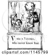Retro Vintage Black And White Letter Page With V Was A Veteran Who Never Knew Fear Text