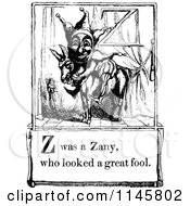Clipart Of A Retro Vintage Black And White Letter Page With Z Was A Zany Who Looked A Great Fool Text Royalty Free Vector Illustration