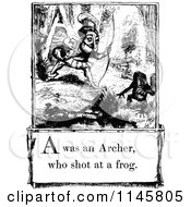Clipart Of A Retro Vintage Black And White Letter Page With A Was An Archer Who Shot At A Frog Text Royalty Free Vector Illustration by Prawny Vintage
