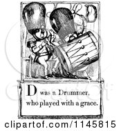 Poster, Art Print Of Retro Vintage Black And White Letter Page With D Was A Drummer Who Played With A Grace Text