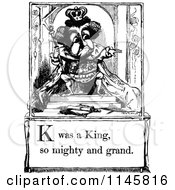 Poster, Art Print Of Retro Vintage Black And White Letter Page With K Was A King So Mighty And Grand Text