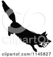 Clipart Of A Retro Vintage Silhouetted Fox Stealing Food Royalty Free Vector Illustration