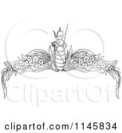 Clipart Of A Retro Vintage Black And White Ant And Floral Page Border Royalty Free Vector Illustration by Prawny Vintage
