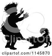 Poster, Art Print Of Retro Vintage Silhouetted Dog Biting A Girls Dress