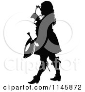 Clipart Of A Retro Vintage Silhouetted Rich Colonial Man Royalty Free Vector Illustration