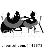 Clipart Of A Retro Vintage Silhouetted Tea Party With Girls Royalty Free Vector Illustration by Prawny Vintage