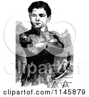 Poster, Art Print Of Retro Vintage Black And White Soldier Boy With Folded Arms