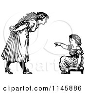Clipart Of Retro Vintage Black And White Girls Playing The Which Hand Is It In Game Royalty Free Vector Illustration