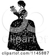 Poster, Art Print Of Retro Vintage Black And White Lady In A Big Dress