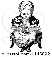 Poster, Art Print Of Retro Vintage Black And White Girl Reading A Story