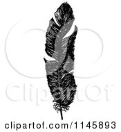 Clipart Of A Retro Vintage Black And White Feather Royalty Free Vector Illustration