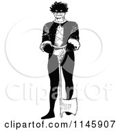 Clipart Of A Retro Vintage Black And White Executioner With An Axe Royalty Free Vector Illustration