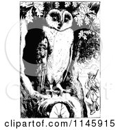 Poster, Art Print Of Retro Vintage Black And White Man With A Gun And Owl