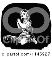 Poster, Art Print Of Retro Vintage Black And White Religious Girl Praying 2